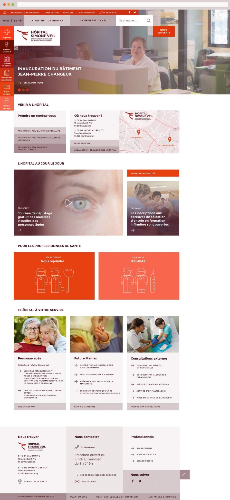 Webdesign hôpital : accueil page entière