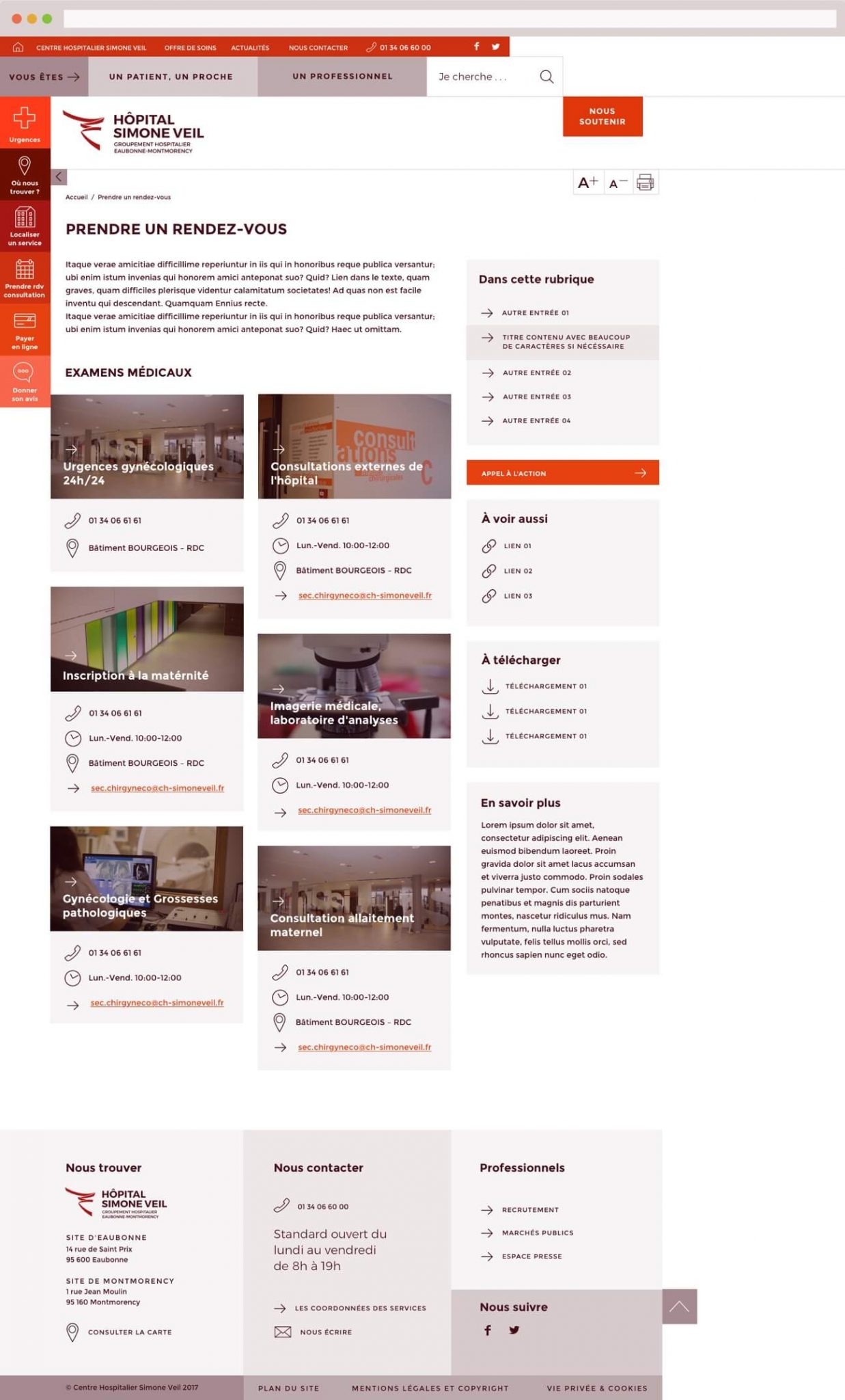 Webdesign hôpital : page rendez-vous