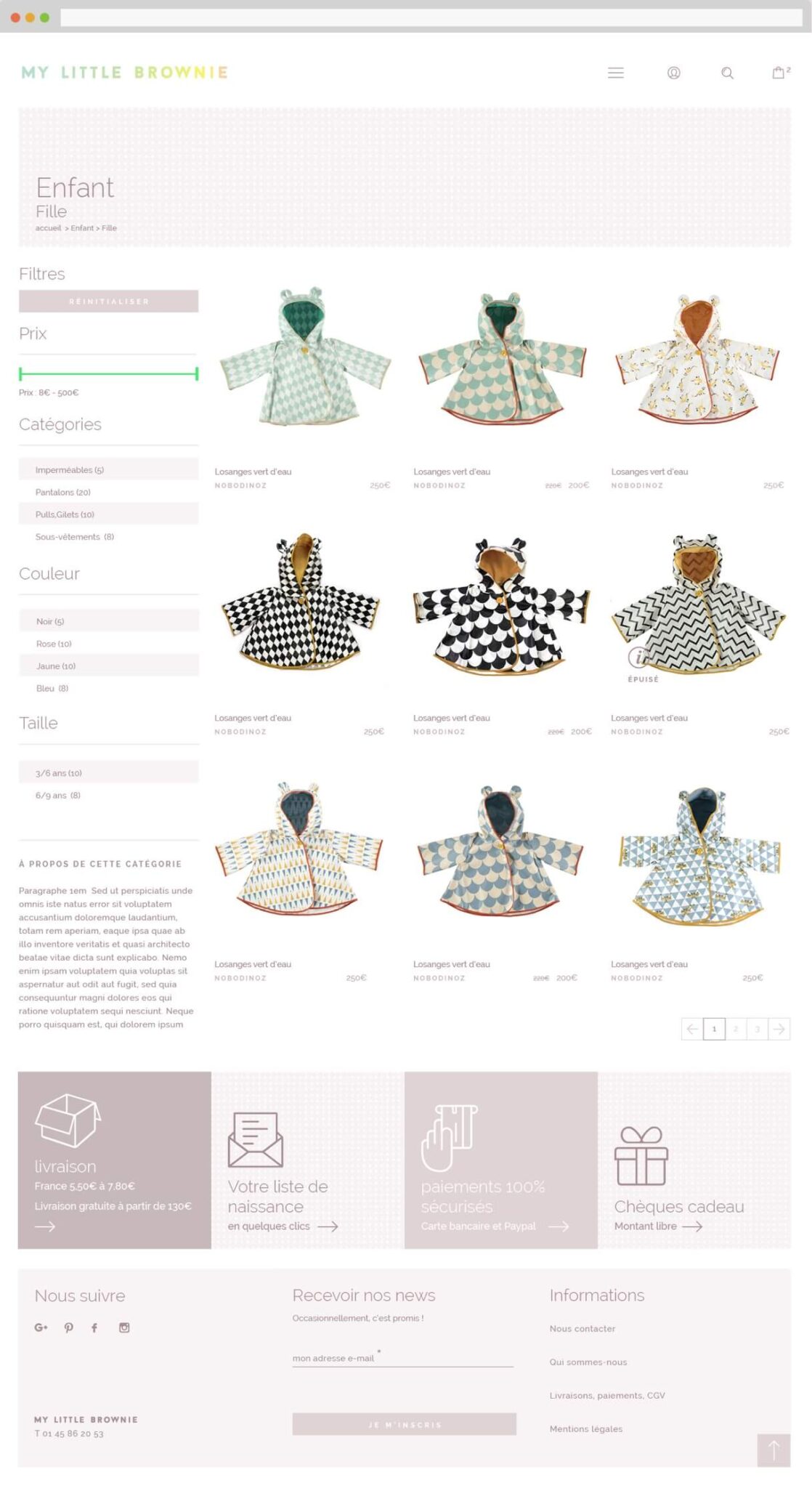 Catalogue en ligne vêtements d'enfants